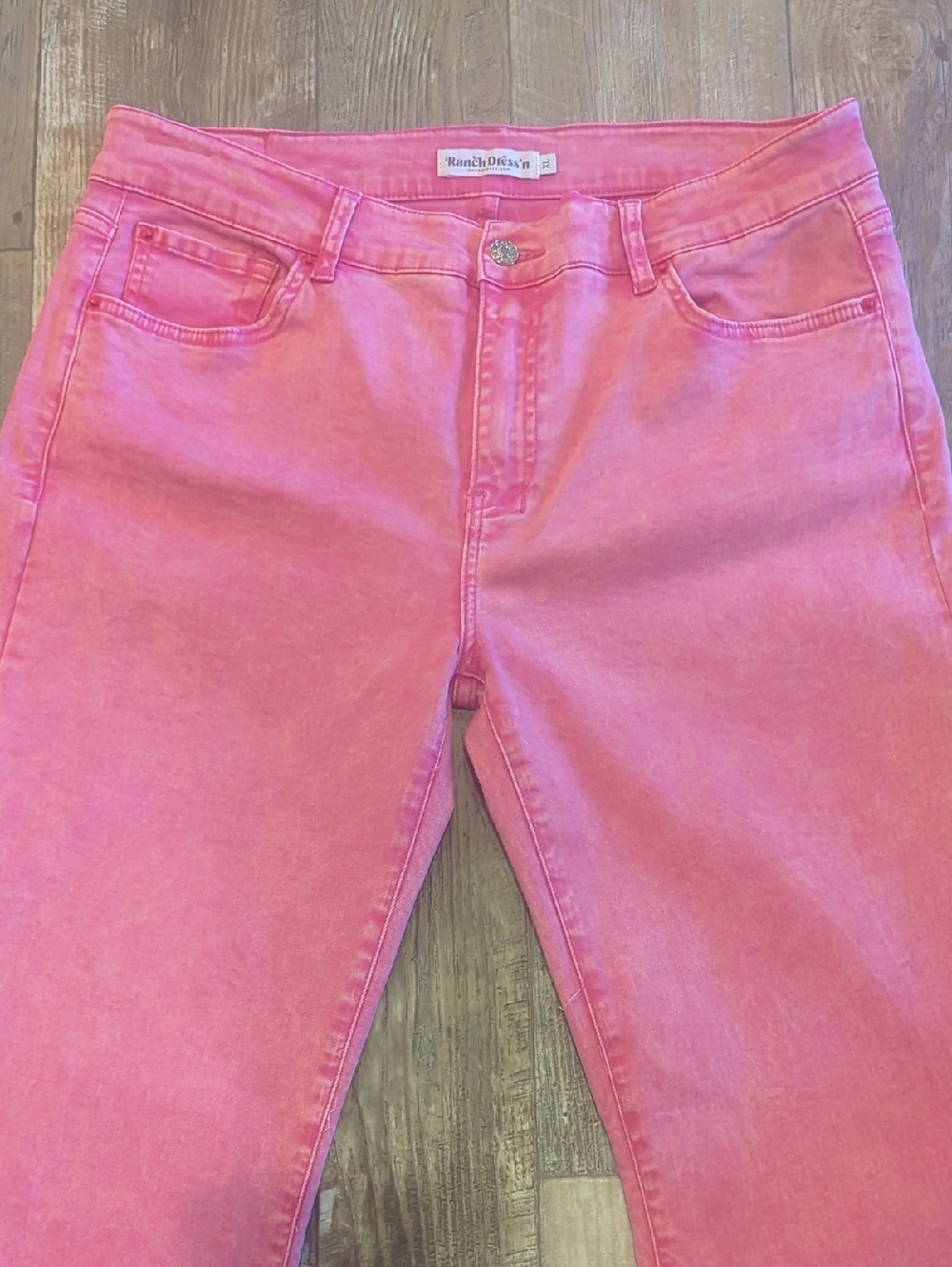 RANCH DRESS'N Fallon Taylor Signature "Retro Pink" washed trouser jeans XL Tall - Picture 4 of 14